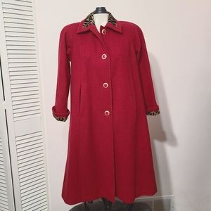 Vintage long red swing wool coat 1P